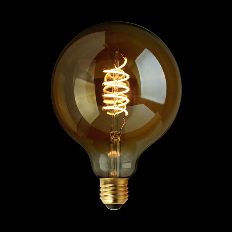 motief zonsondergang methaan Kooldraadlamp LED Globe XL Curl Gold Ø125mm E27 3.8W